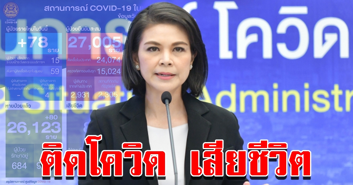 ข่าวเศร้าวันนี้ เสียชีวิตจากโควิดเพิ่ม 1 ราย ติดเชื้อเพิ่ม 78 ราย