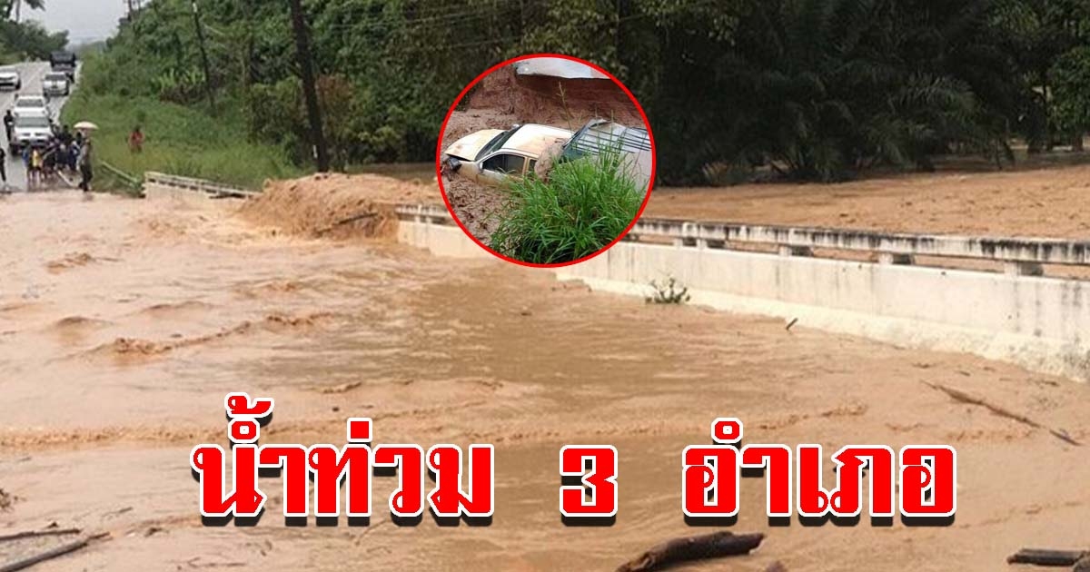 ฝนตกหนัก น้ำป่าท่วมบ้านเรือน 3 อำเภอ จนท.เร่งช่วยเหลือ