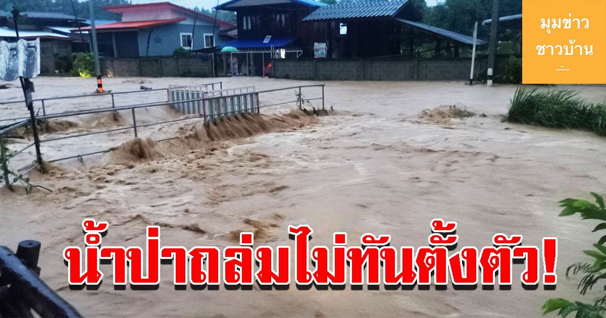 พายุฝนถล่มทั้งคืน น้ำป่าไหลหลากเข้าท่วมบ้านเรือน สวนไร่นาหลายพื้นที่อ่วม