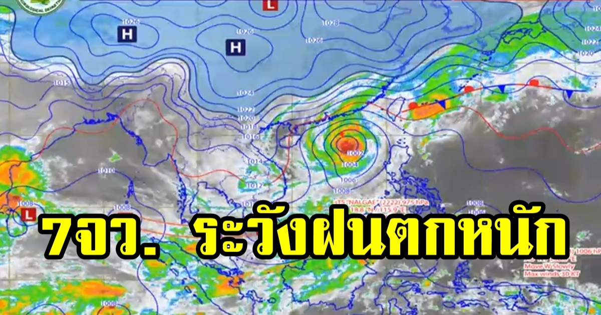 อุตุฯ เตือน 7 จว. ระวังฝนตกหนัก พายุนัลแกกระทบไทยตอนบน
