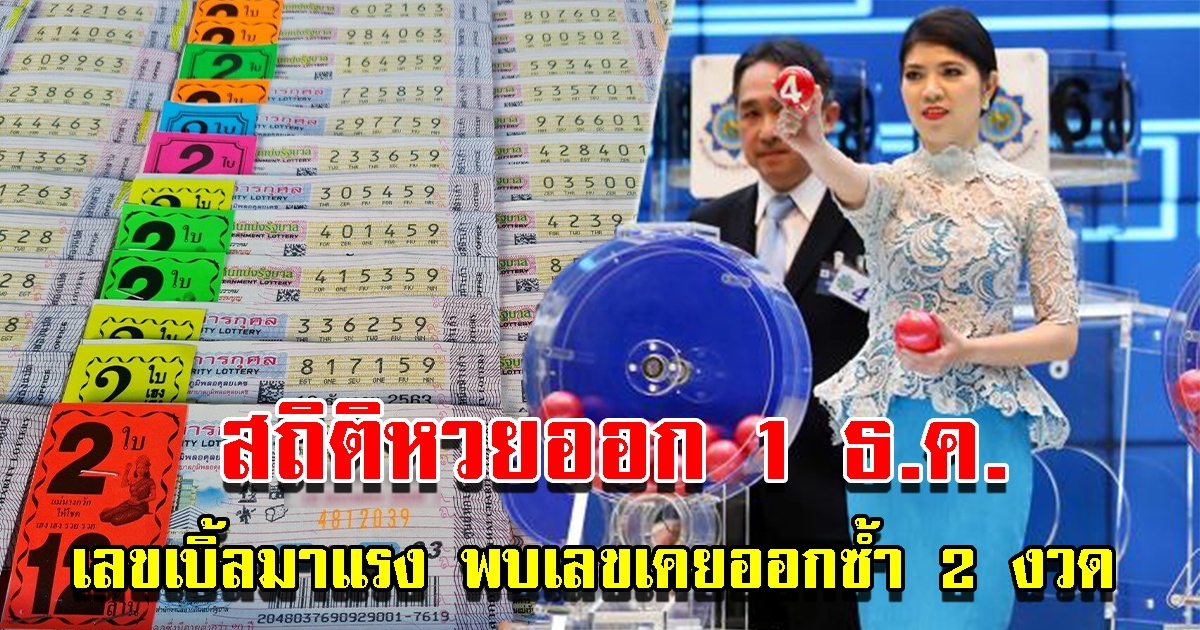 สถิติเลขออก 1 ธ.ค. ย้อนหลัง 10 ปี เลขเบิ้ลมาแรง พบเลขเคยออกซ้ำมาแล้ว 2 รอบ