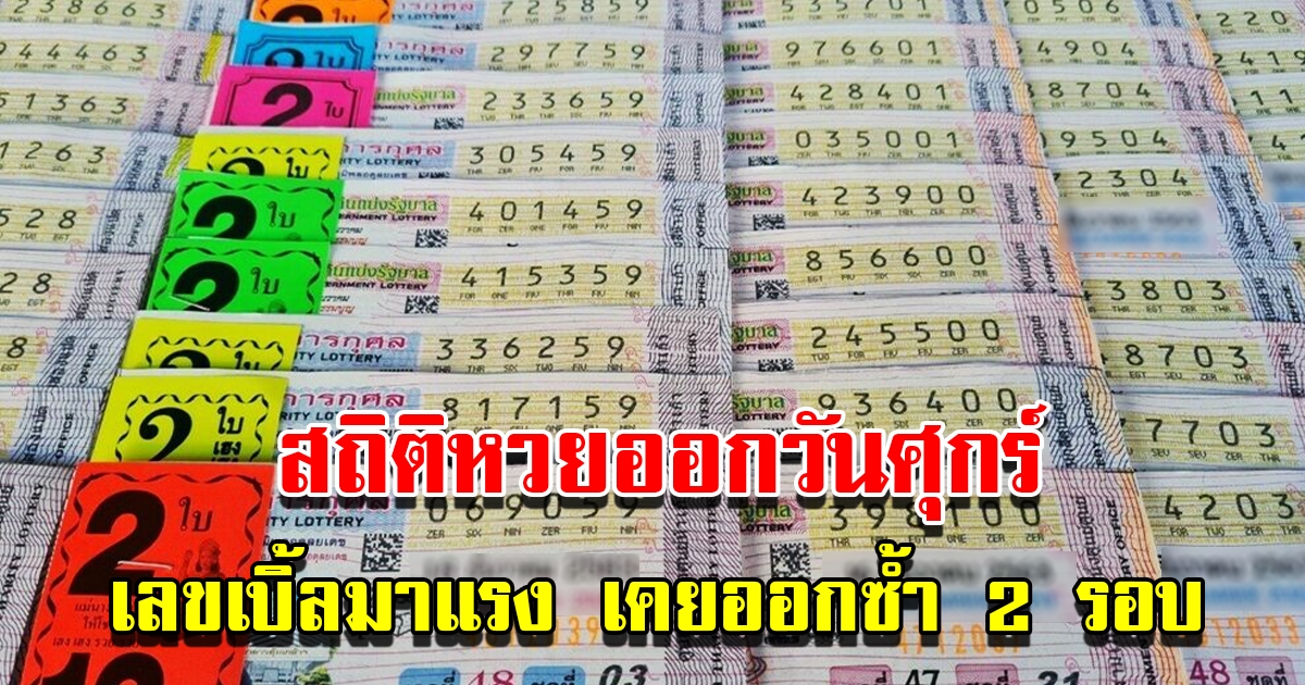 ส่องสถิติเลขออกวันศุกร์ ย้อนหลัง 10 ปี เลขเบิ้ลมาแรง พบเลขเคยออกซ้ำ 2 รอบ
