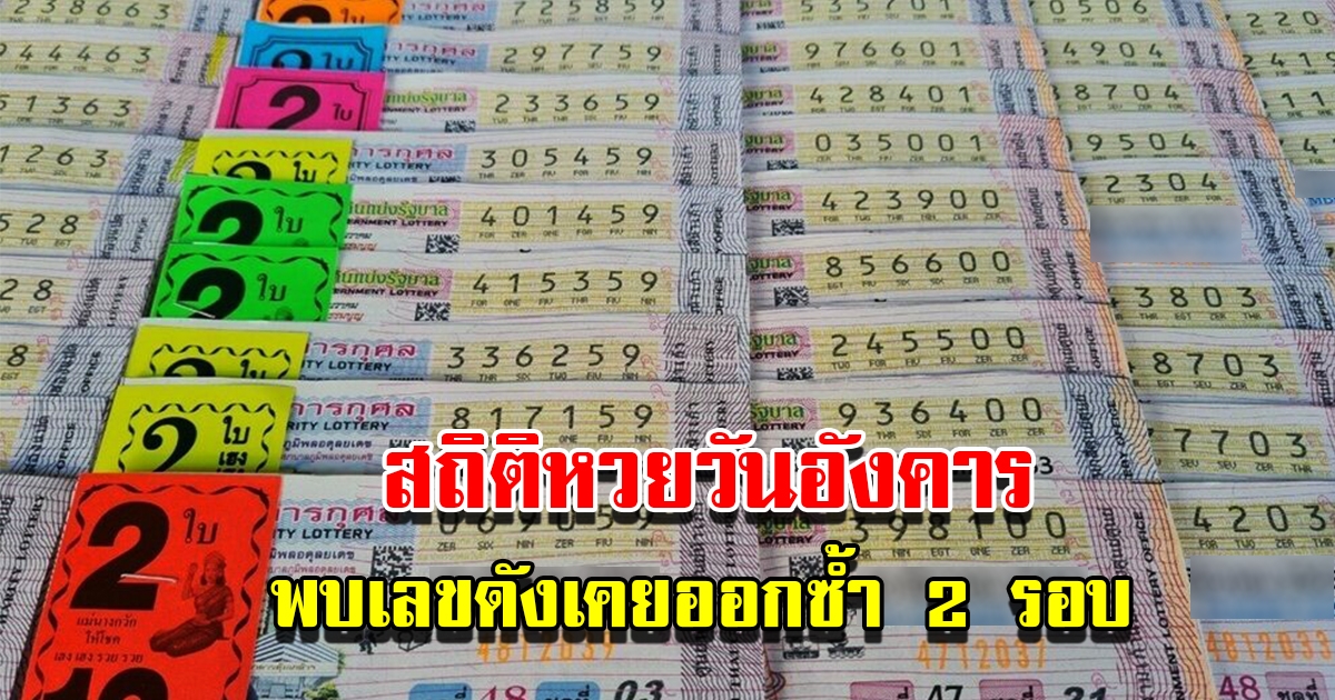 สถิติเลขออกวันอังคาร ย้อนหลัง 10 ปี พบเลขดังเคยออกซ้ำ 2 รอบ