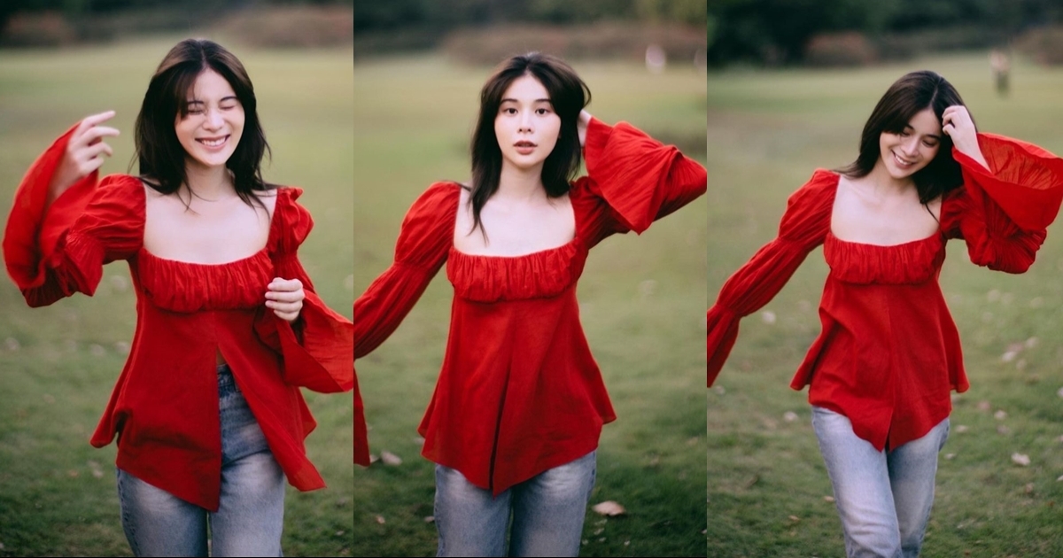เก้า สุภัสสรา แจกความสดใสในชุดสีแดงประจำวันอาทิตย์ น่ารักเต็มพิกัด