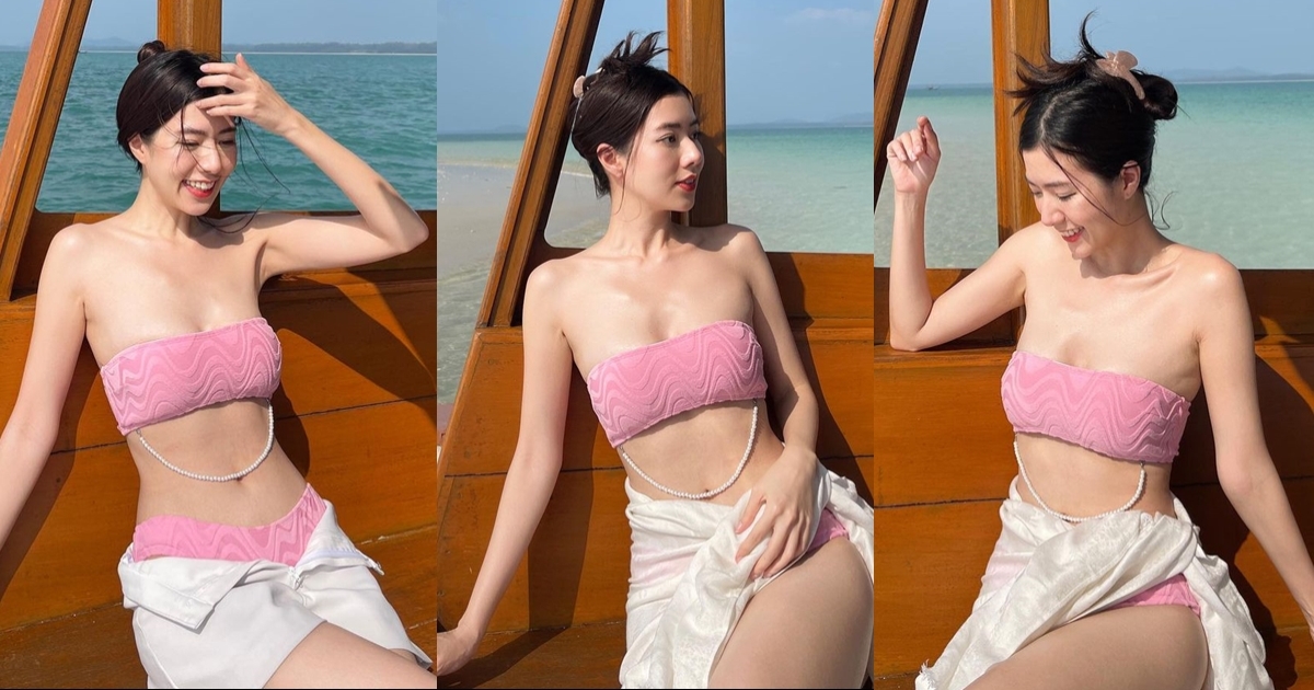 โลกนี้เป็นสีชมพู มีน สรัลธร แจกความสดใสริมทะเล น่ารักนุ้บนิ้บมาก