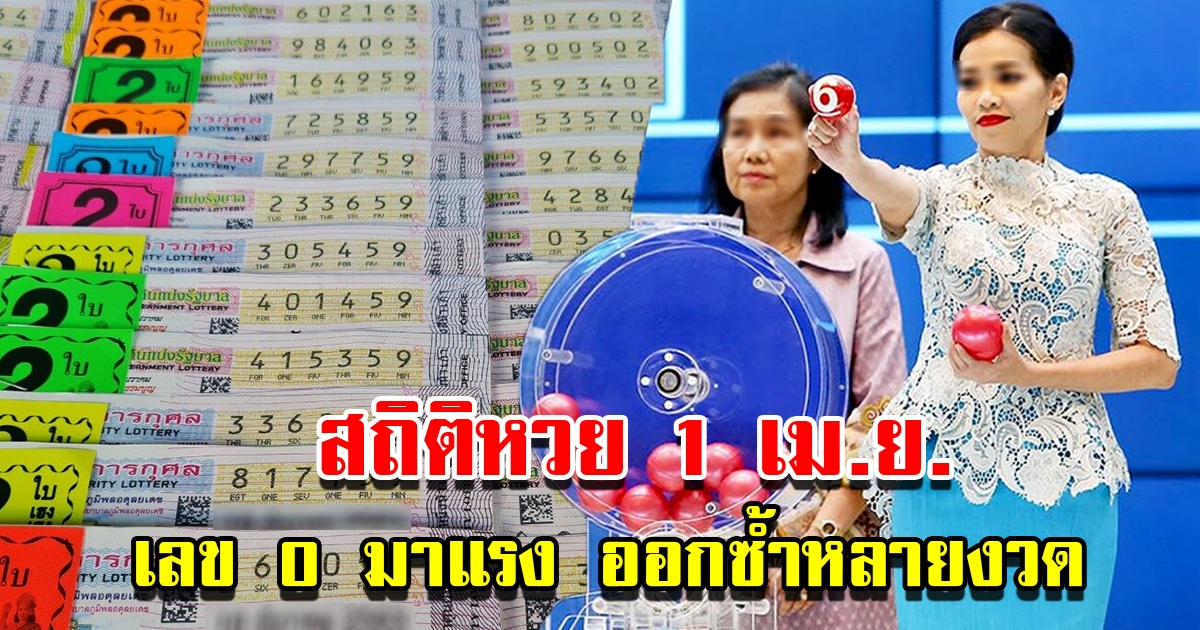 ส่องสถิติหวยออกวันที่ 1 เม.ย. ย้อนหลัง 10 ปี เลขศูนย์มาแรง เคยออกซ้ำหลายรอบ