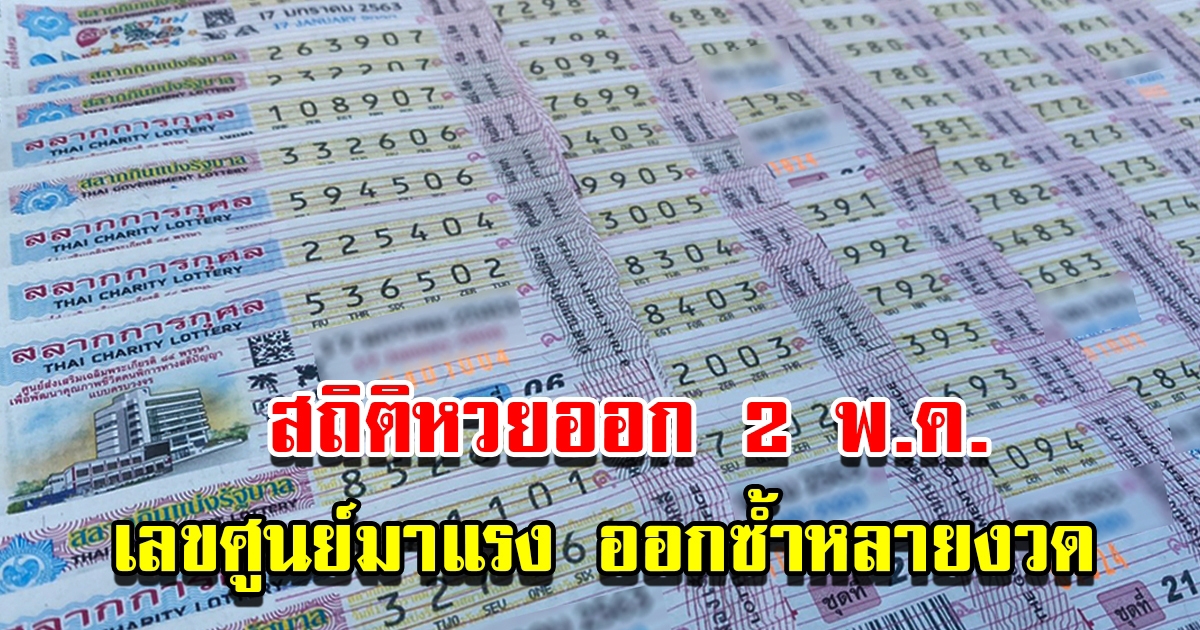 สถิติหวยออก 2 พฤษภาคม ย้อนหลัง 20 ปี เลขศูนย์มาแรง ออกซ้ำหลายงวด