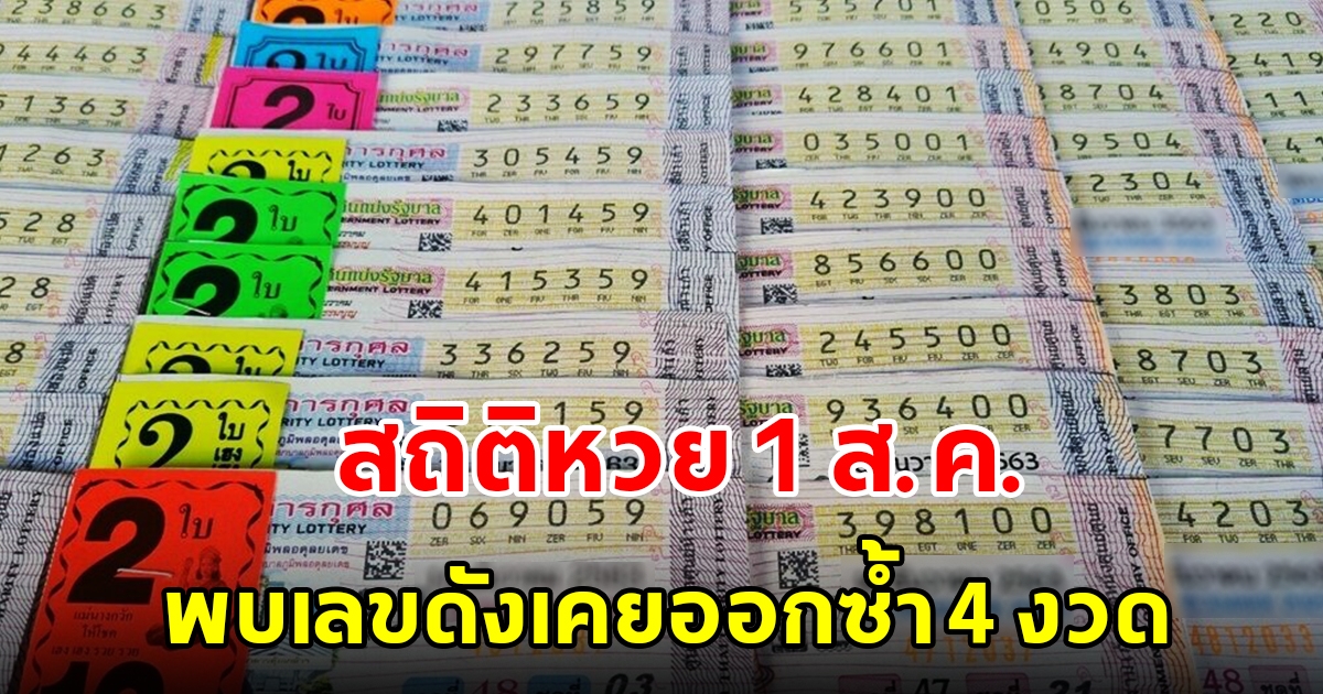 สถิติหวยออก 1 สิงหาคม ย้อนหลัง 20 ปี พบเลขดังเคยออกซ้ำ 4 รอบ