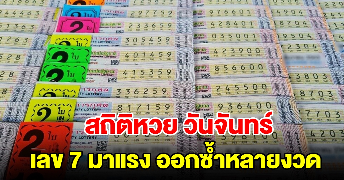ส่องสถิติหวยออกวันจันทร์ เลข 7 มาแรง ออกซ้ำหลายงวด