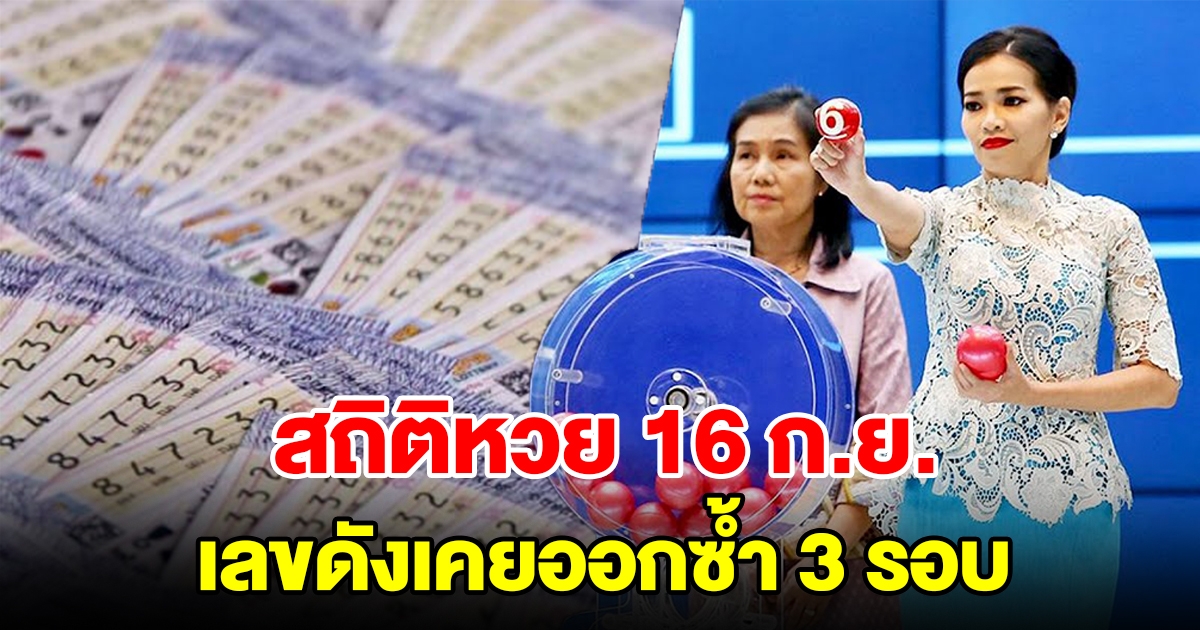 สถิติหวย 16 กันยายน ย้อนหลัง เลขดังเคยออกซ้ำ 3 รอบ