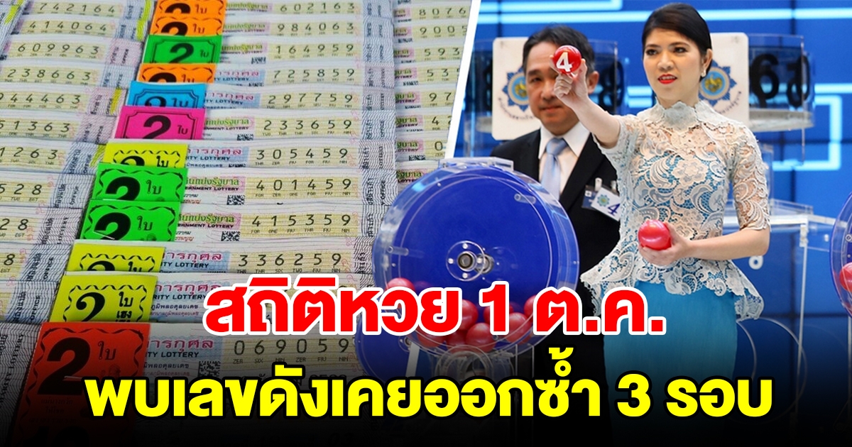 สถิติหวย 1 ตุลาคม ย้อนหลัง 20 ปี พบเลขดังเคยออกซ้ำ 3 รอบ เลขเบิ้ลมาแรง