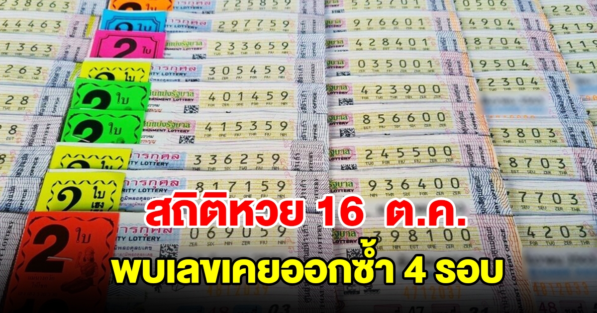 ส่องสถิติหวย 16 ตุลาคม ย้อนหลัง 20 ปี พบเลขเคยออกซ้ำ 4 รอบ