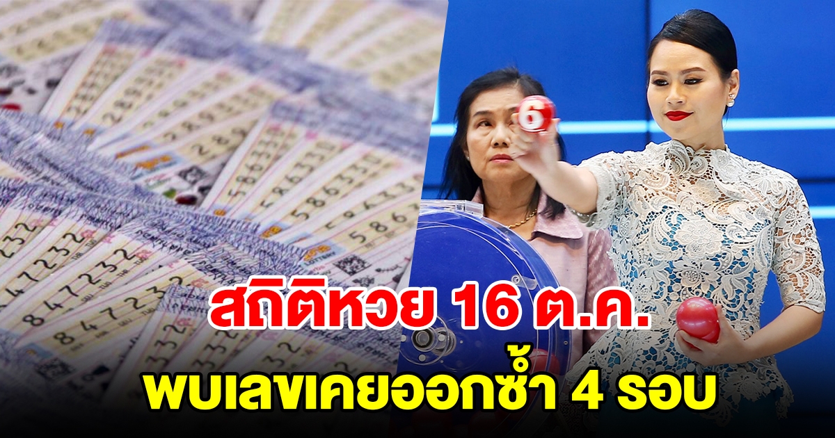 สถิติหวย 16 ต.ค. ย้อนหลัง 20 ปี พบเลขดังเคยออกซ้ำ 4 รอบ