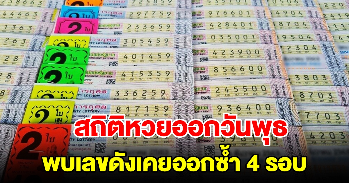 ส่องสถิติหวยออกวันพุธ ย้อนหลัง 10 ปี พบเลขดังเคยออกซ้ำ 4 รอบ