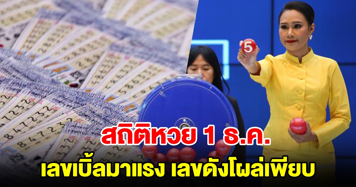 สถิติหวย 1 ธ.ค. ย้อนหลัง 20 ปี เลขเบิ้ลมาแรง เลขดังโผล่เพียบ