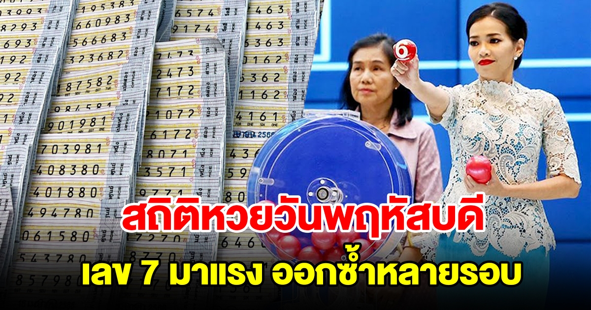 ส่องสถิติหวยออกวันพฤหัสบดี ย้อนหลัง 20 งวด พบเลข 7 มาแรง ออกซ้ำหลายรอบ