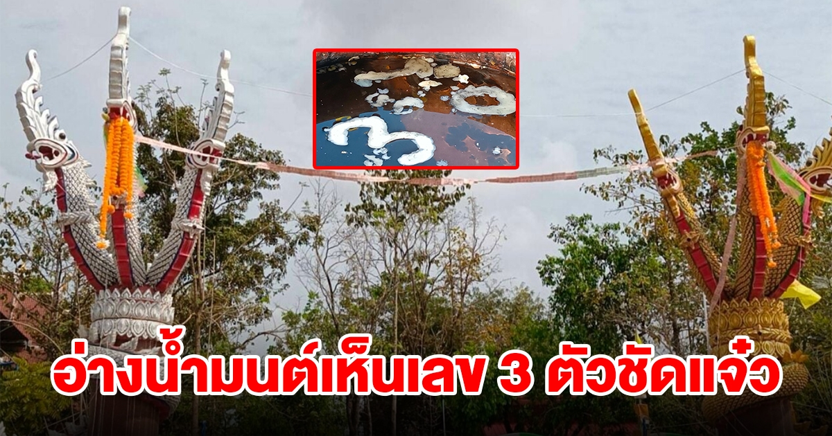 ส่องเลขหางประทัด อ่างน้ำมนต์ พิธีบวงสรวงพญานาค 3 เศียร เห็นเลข 3 ชัดแจ๋ว