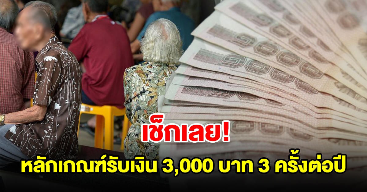 เช็กเลย! เปิดหลักเกณฑ์วิธีขอรับเงิน ผู้สูงอายุยากลำบาก 3,000 บาท 3 ครั้งต่อปี