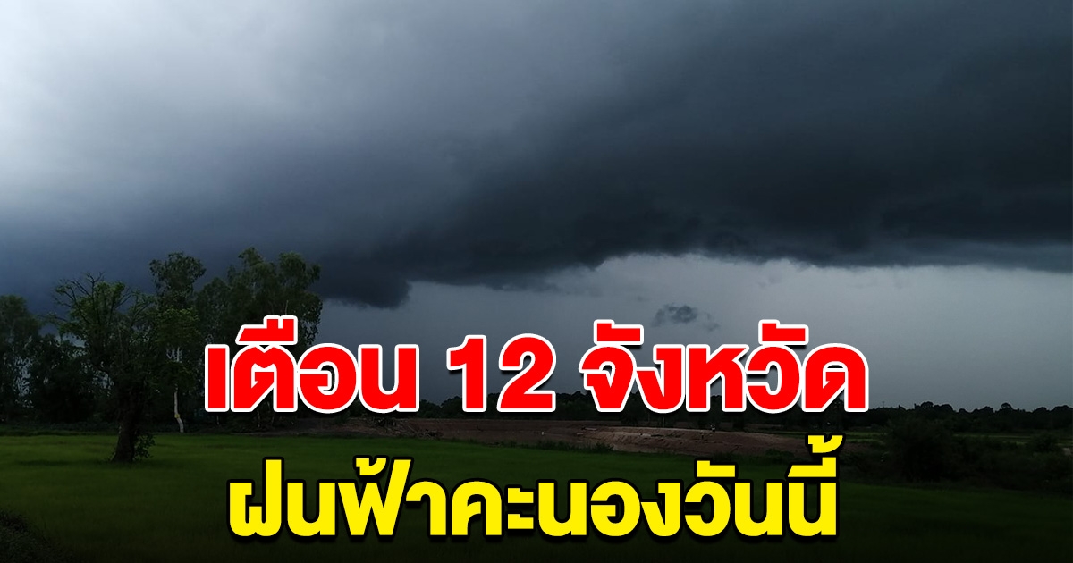 เตือน รายชื่อ 12 จังหวัด ฝนฟ้าคะนองวันนี้