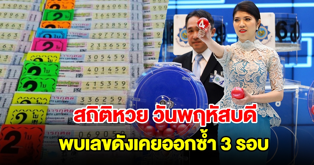 สถิติหวยออกวันพฤหัสบดี ย้อนหลัง 20 งวด พบเลขดังเคยออกซ้ำ 3 รอบ