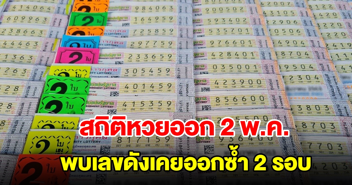 ส่องสถิติหวยออก 2 พฤษภาคม ย้อนหลัง 20 ปี พบเลขดังเคยออกซ้ำ 2 รอบ