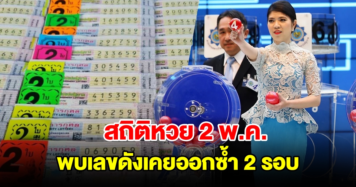 ส่องสถิติหวยออก 2 พ.ค. ย้อนหลัง 20 ปี พบเลขดังเคยออกซ้ำ 2 รอบ