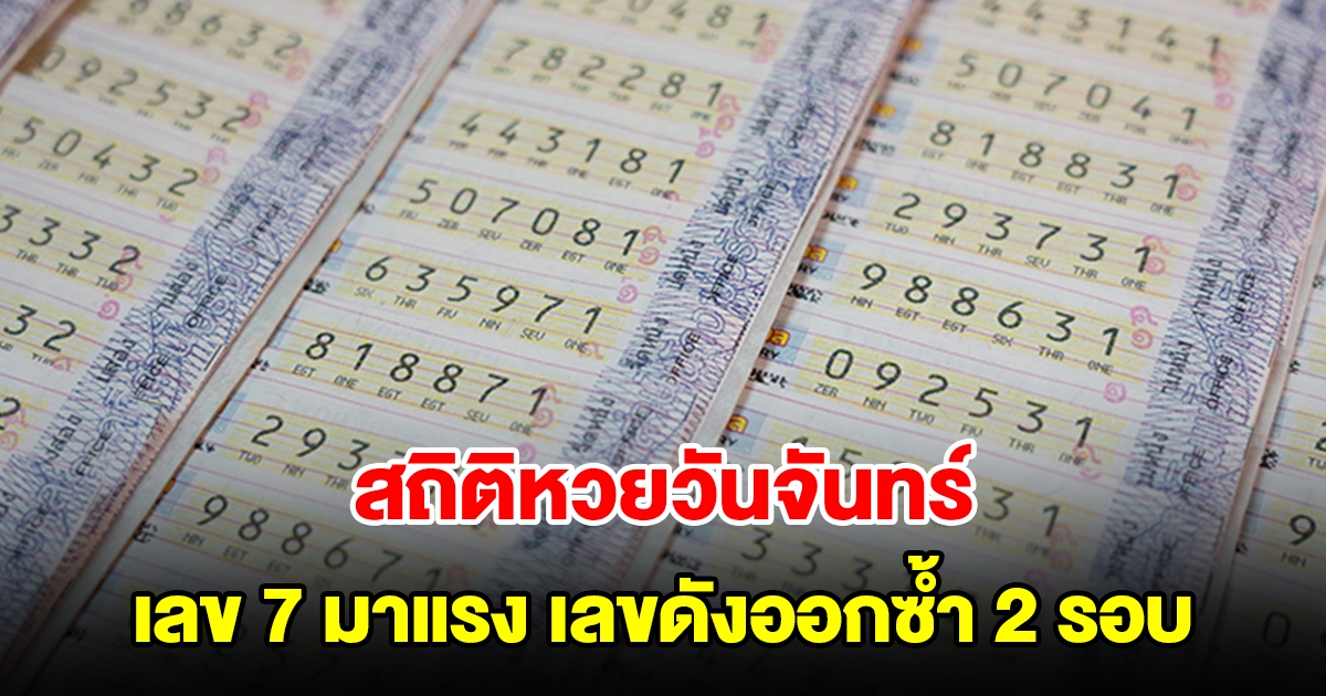 สถิติหวยวันจันทร์ ย้อนหลัง 12 งวด เลข 7 มาแรง พบเลขดังออกซ้ำ 2 รอบ