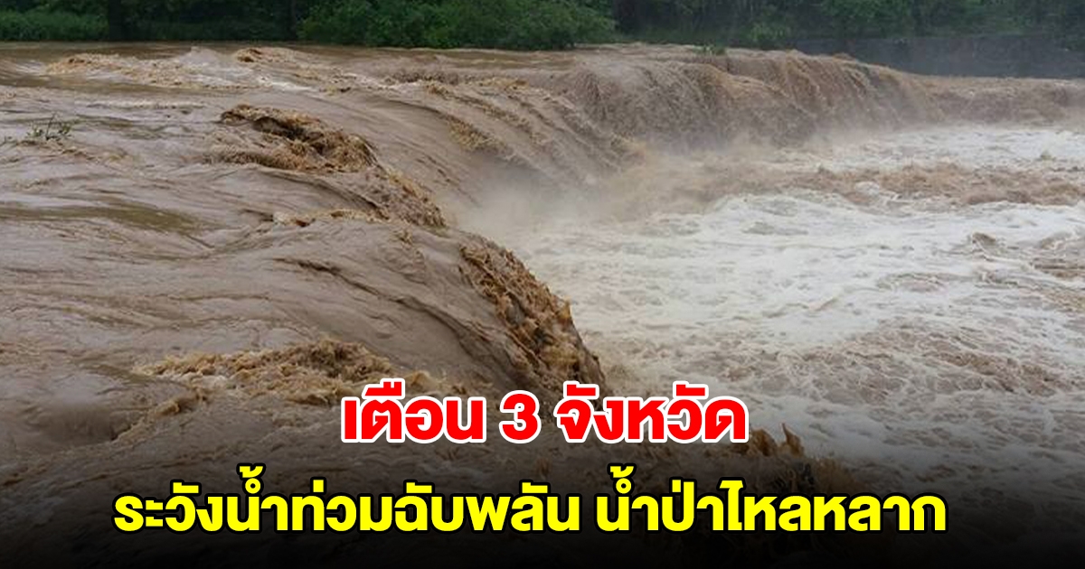 ปภ. เตือน 3 จังหวัด เฝ้าระวังน้ำท่วมฉับพลัน น้ำป่าไหลหลาก
