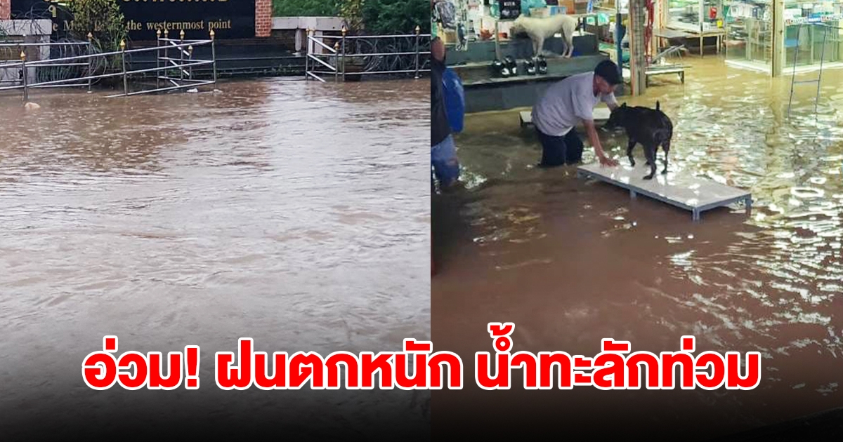 ตากอ่วม! ฝนตกตลอดทั้งคืน น้ำไหลทะลักท่วมตลาด