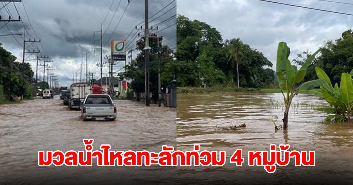 เชียงรายอ่วมอีก! ฝนตกหนัก มวลน้ำไหลทะลักท่วม 4 หมู่บ้าน
