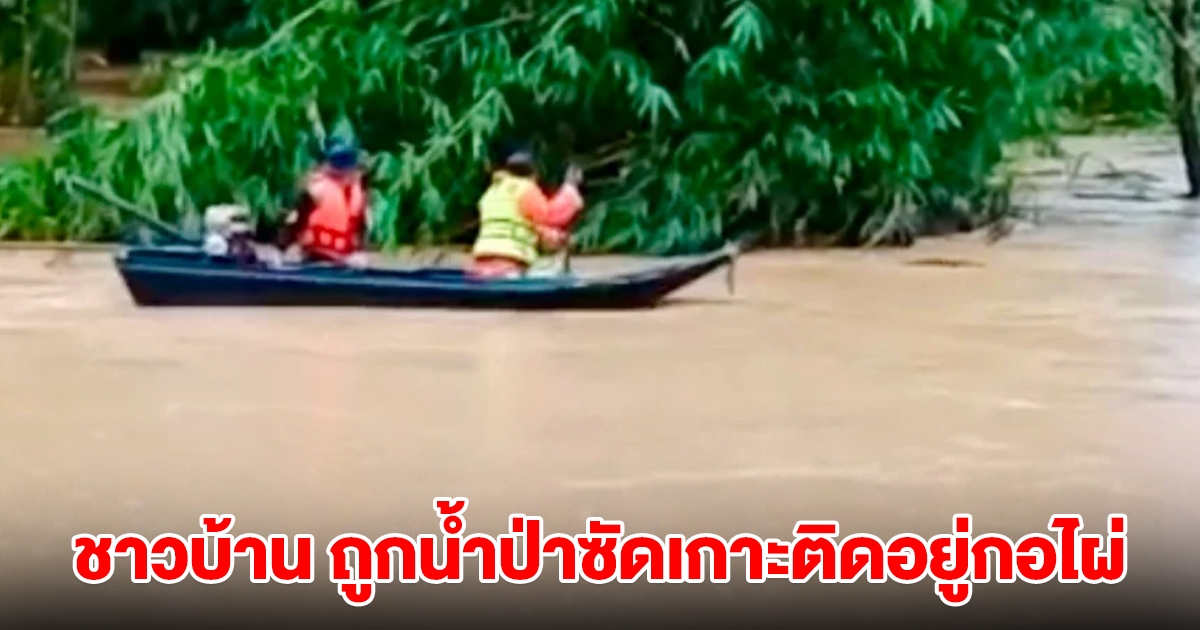 นาทีชีวิต! กู้ภัยเข้าช่วยชาวบ้าน ถูกน้ำป่าซัดเกาะติดอยู่กอไผ่ ไม่มีแรงส่งเสียงร้อง