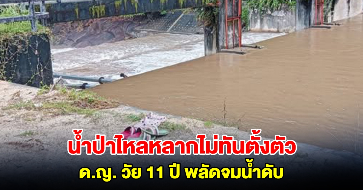 น้ำป่าไหลหลากไม่ทันตั้งตัว ด.ญ. วัย 11 ปี ที่กำลังเล่นน้ำอยู่ พลัดจมน้ำ เสียชีวิตในเวลาต่อมา