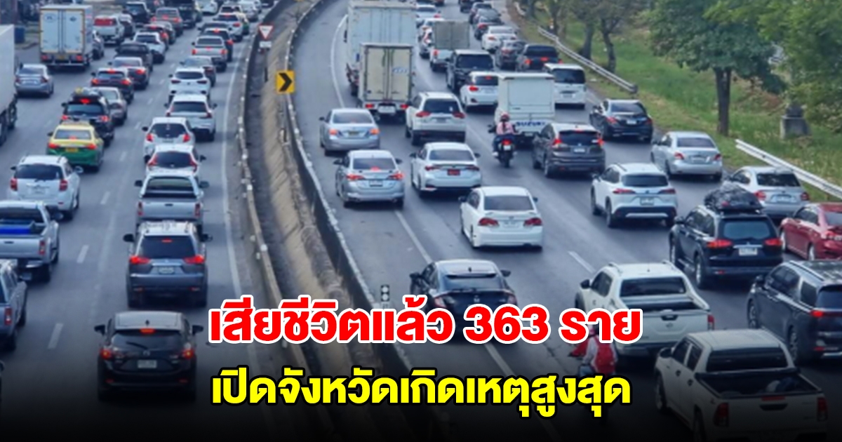 สรุปสถิติอุบัติเหตุช่วงปีใหม่ 10 วันอันตราย เสียชีวิตแล้ว 363 ราย เปิดจังหวัดเกิดเหตุสูงสุด