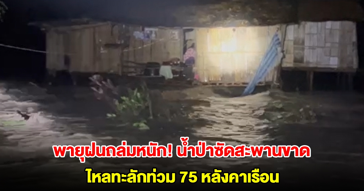 พายุฝนถล่มหนัก! น้ำป่าซัดสะพานขาด 2 แห่ง ไหลทะลักท่วม 75 หลังคาเรือน