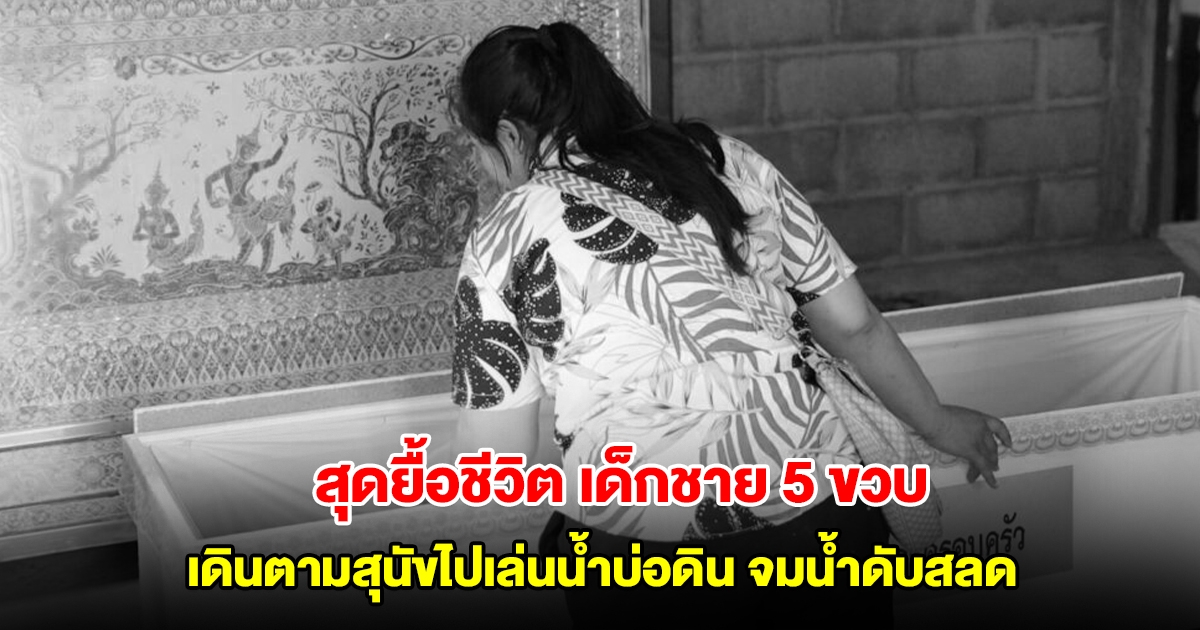 สุดยื้อชีวิต เด็กชาย 5 ขวบ เดินตามสุนัขไปเล่นน้ำบ่อดิน จมน้ำดับสลด