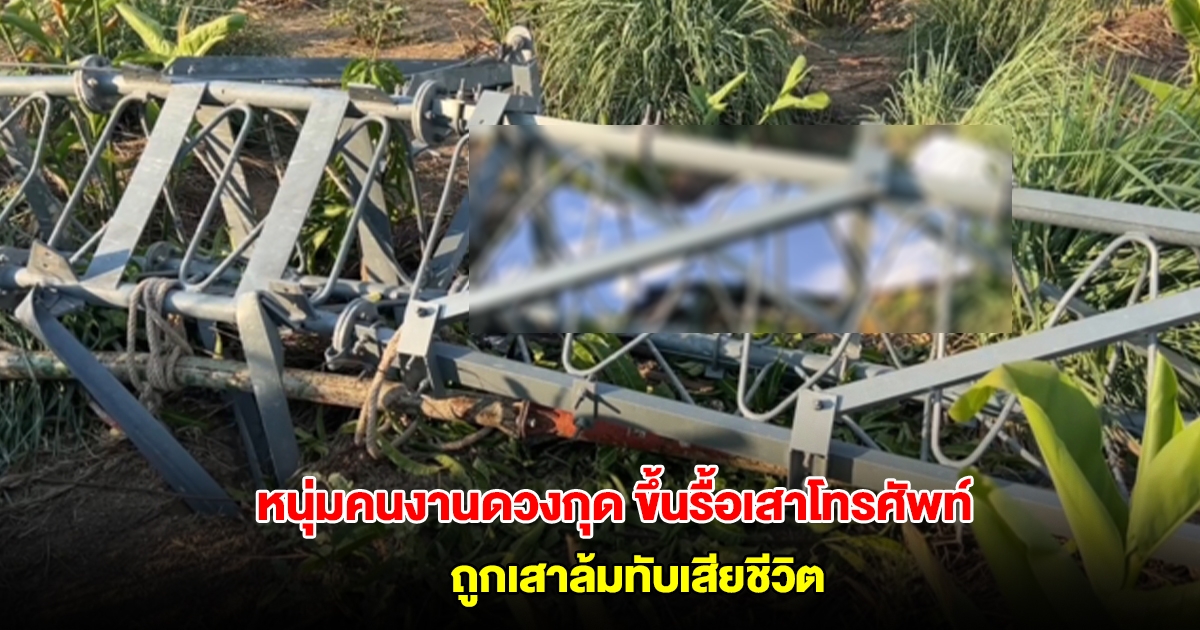 หนุ่มคนงานดวงกุด ขึ้นรื้อเสาโทรศัพท์สูงกว่า 40 เมตร ถูกเสาล้มทับเสียชีวิต