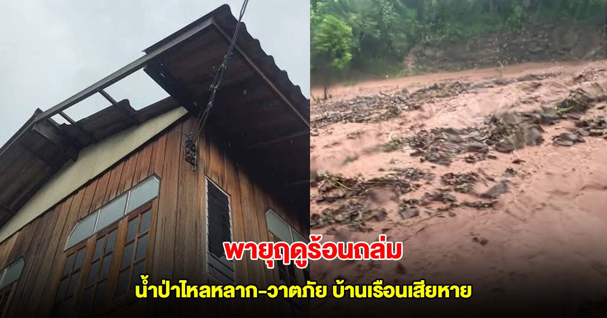 พายุฤดูร้อนถล่มน่าน น้ำป่าไหลหลาก-วาตภัย บ้านเรือนได้รับความเสียหาย