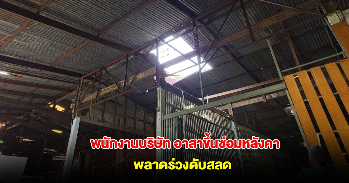 สลด! พนักงานบริษัท อาสาขึ้นซ่อมหลังคา พลาดร่วงกระแทกพื้นดับ