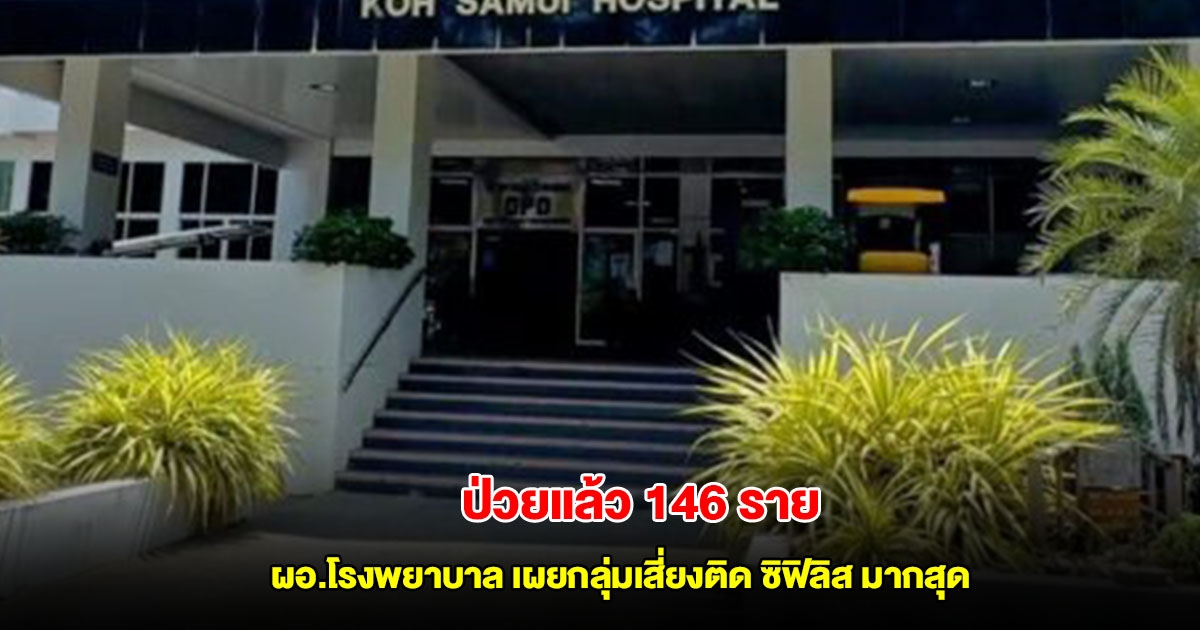 ผอ.โรงพยาบาล เผยกลุ่มเสี่ยงติด ซิฟิลิส มากสุดบนเกาะสมุย ป่วยแล้ว 146 ราย