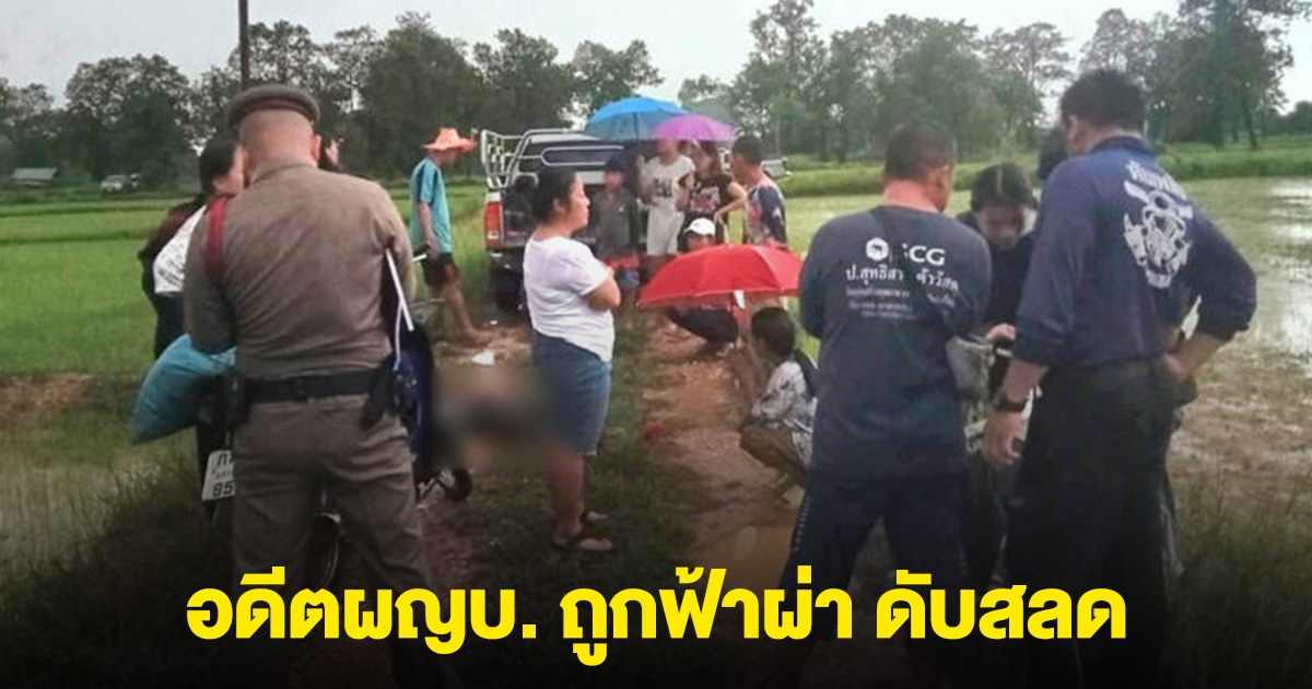 อดีตผญบ. ขี่จยย.ฝ่าฝนกลางทุ่งนา ฟ้าผ่าเปรี้ยง ตกรถดับสลด