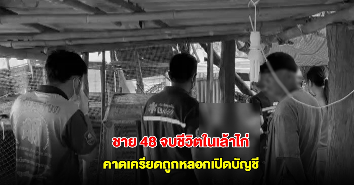 สลด ชาย 48 จบชีวิตในเล้าไก่ คาดเครียดถูกหลอกเปิดบัญชี ส่งข้อความขอพบหน้าลูกและขอกอดเป็นครั้งสุดท้าย