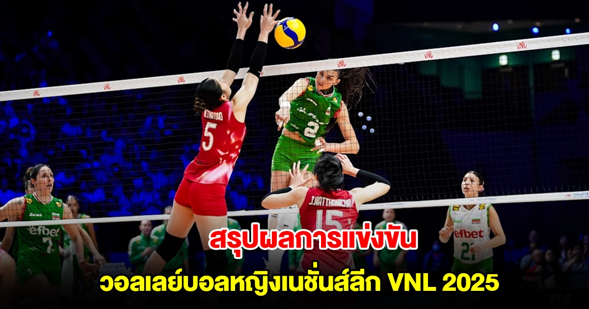 สรุปผล วอลเลย์บอลหญิงเนชั่นส์ลีก VNL 2025 เมื่อคืนที่ผ่านมา 22 มิ.ย. 68