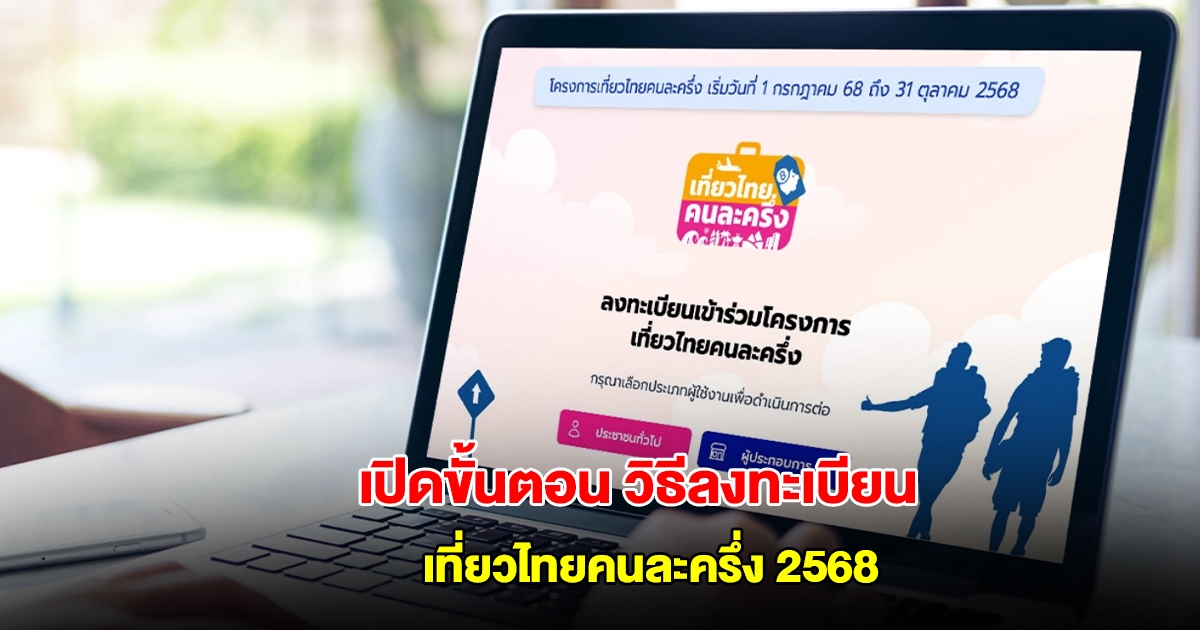 เปิดขั้นตอน วิธีลงทะเบียน เที่ยวไทยคนละครึ่ง 2568 ผ่านแอพฯ Amazing Thailand จำกัด 5 แสนสิทธิ