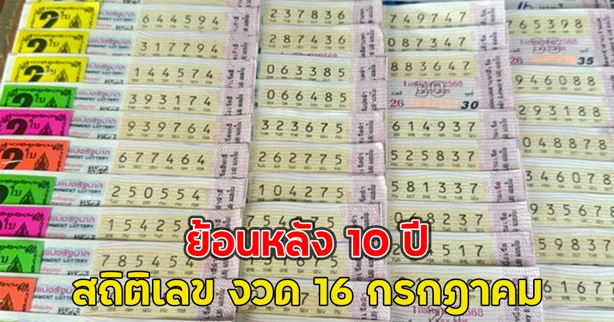 สถิติเลข งวด 16 กรกฎาคม ย้อนหลัง 10 ปี