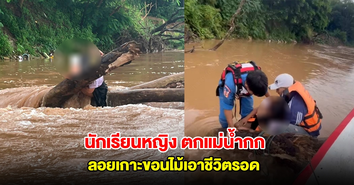 ระทึก! นักเรียนหญิง ตกแม่น้ำกก ลอยเกาะขอนไม้เอาชีวิตรอด