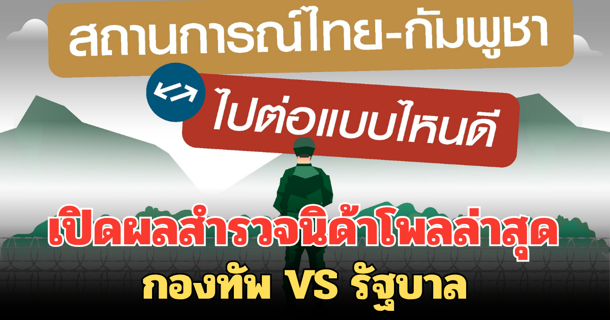 เปิดผลสำรวจนิด้าโพลล่าสุด กองทัพ VS รัฐบาล สถานการณ์ไทย-กัมพูชา