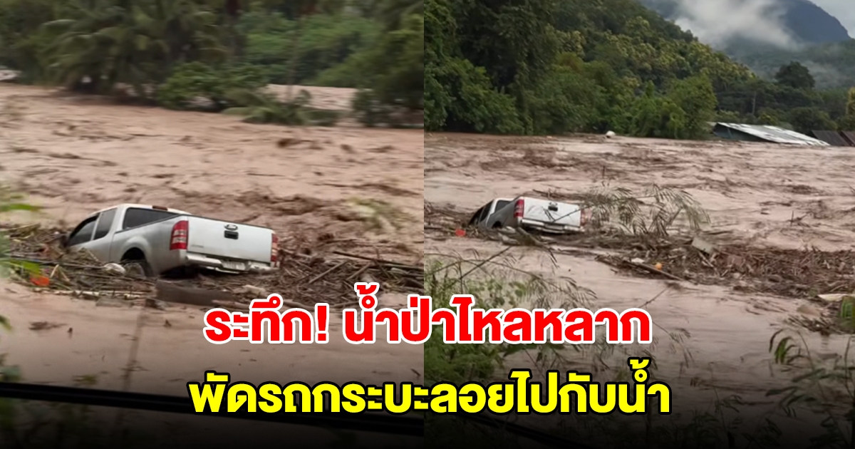 แม่ฮ่องสอนอ่วม! น้ำป่าไหลหลาก พัดรถกระบะลอยไปกับน้ำ
