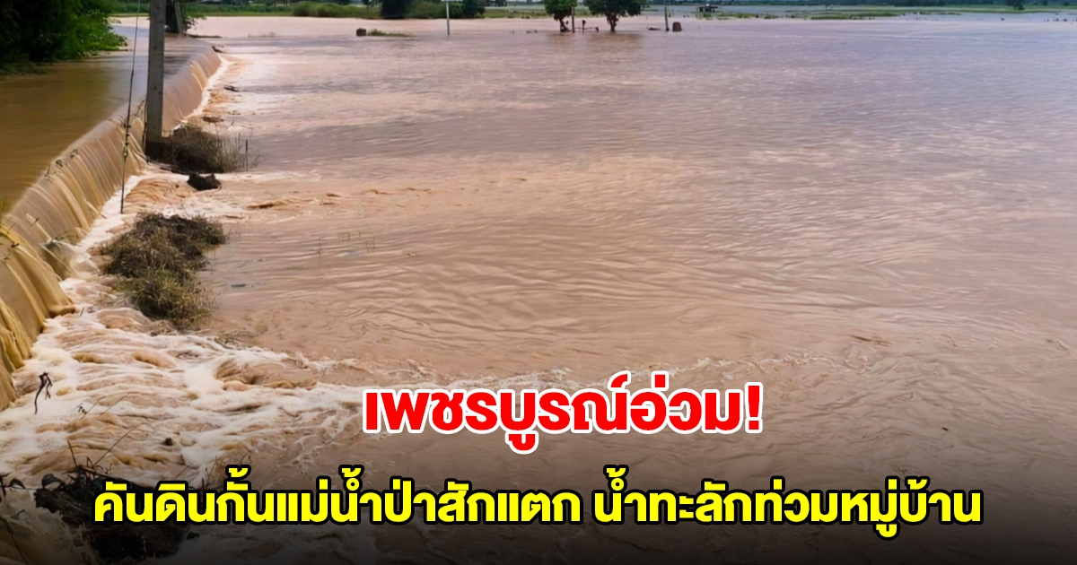 เพชรบูรณ์อ่วม! คันดินกั้นแม่น้ำป่าสักแตก น้ำทะลักท่วมหมู่บ้านแล้ว