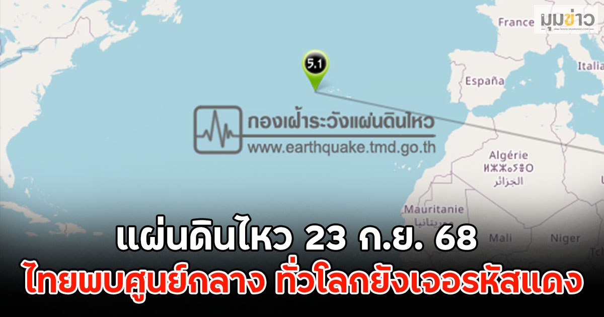 แผ่นดินไหว 23 ก.ย. 68 ไทยพบศูนย์กลาง ทั่วโลกยังเจอรหัสแดง