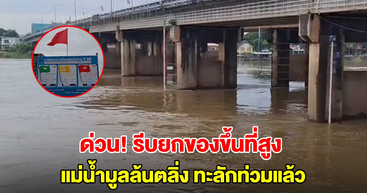 ด่วน! รีบยกของขึ้นที่สูง แม่น้ำมูลล้นตลิ่ง ทะลักท่วมแล้ว ชาวบ้านอพยพหนีน้ำ 100 ครอบครัว